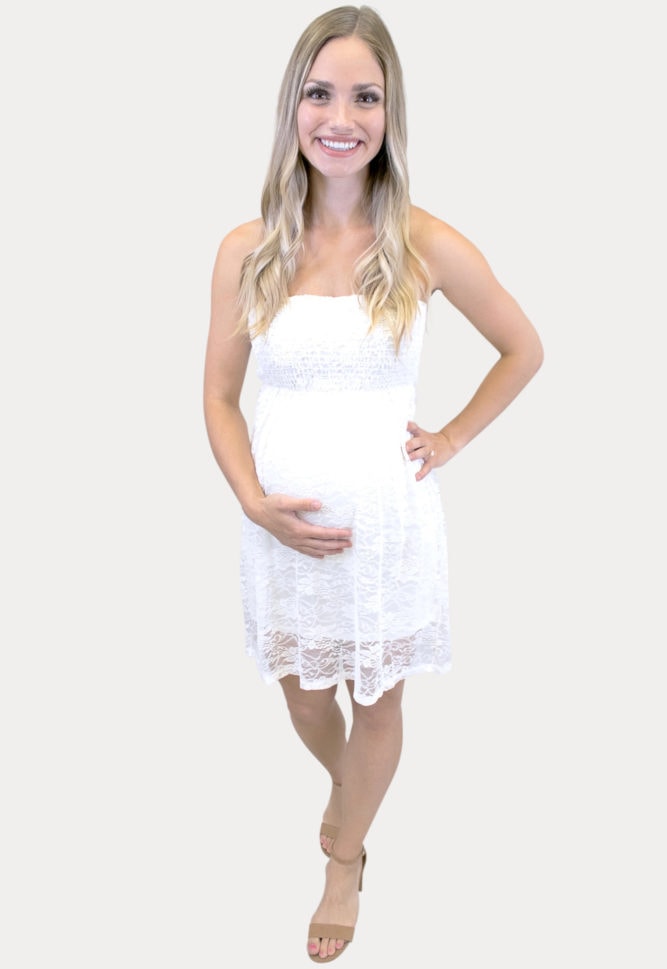 strapless lace maternity dress