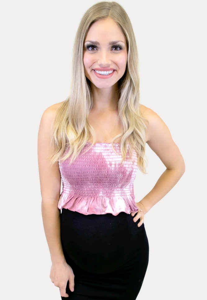 pink tie dye maternity top