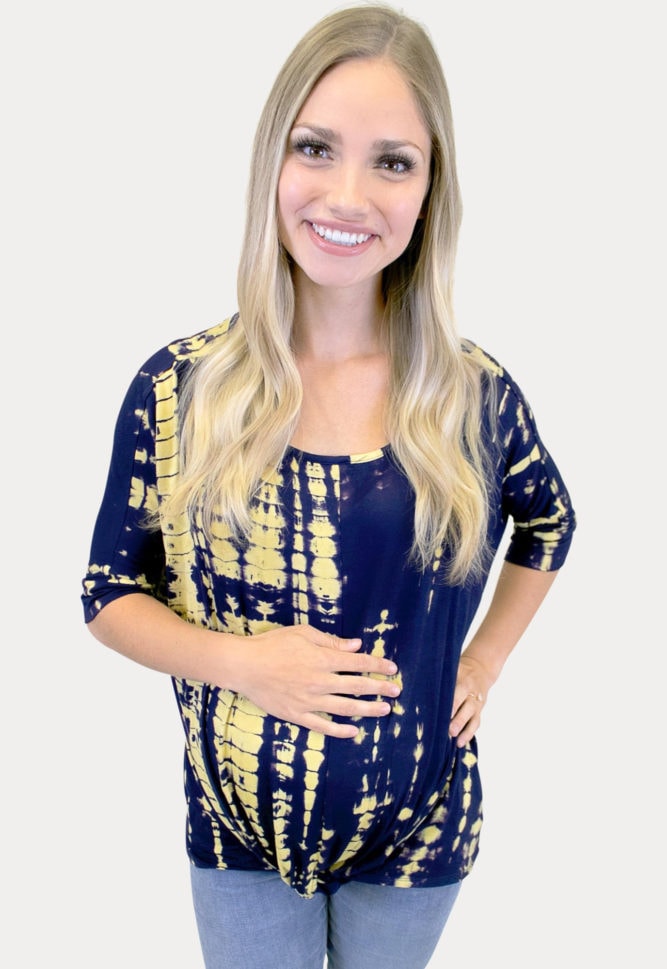 navy tie dye maternity tee