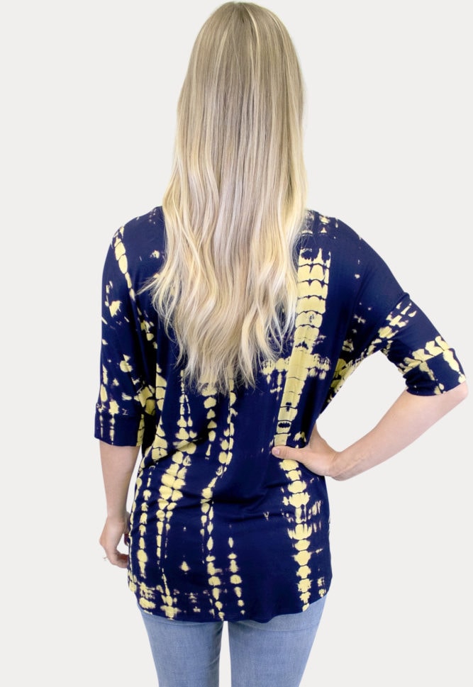 navy tie dye maternity tee