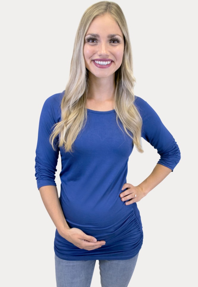 basic blue maternity top