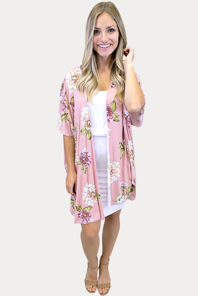 baby pink floral kimono