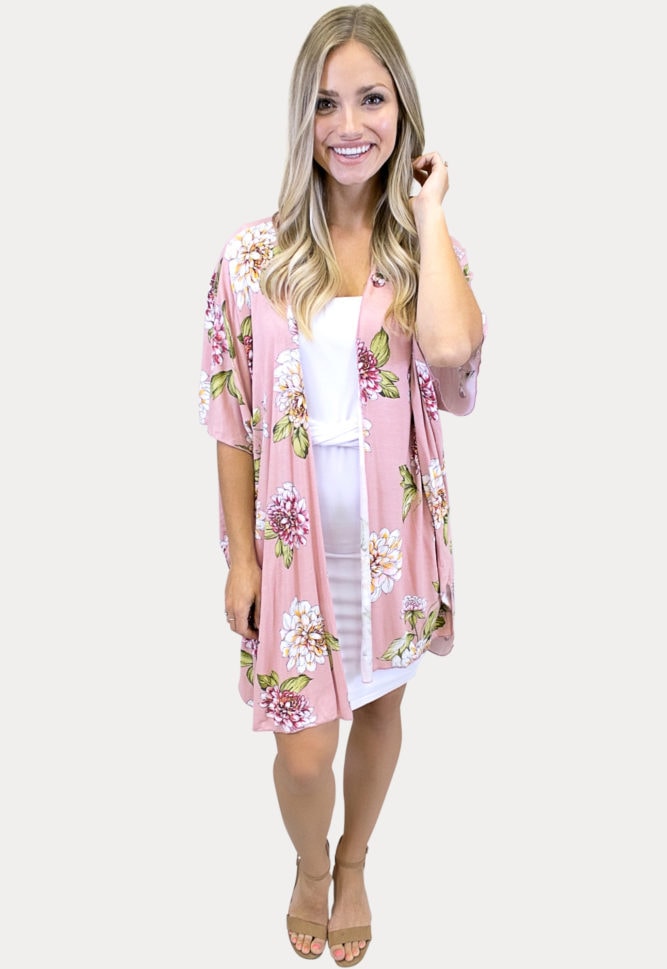 baby pink floral kimono