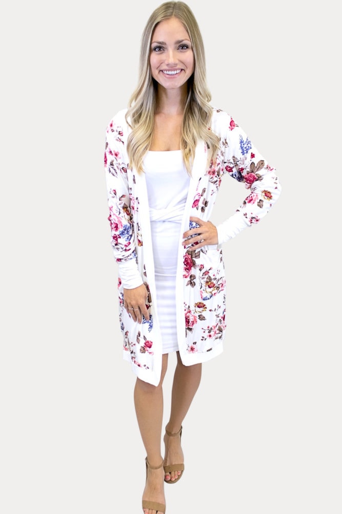 cream floral cardigan