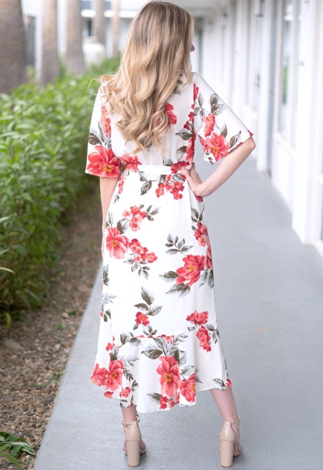 cream floral wrap dress