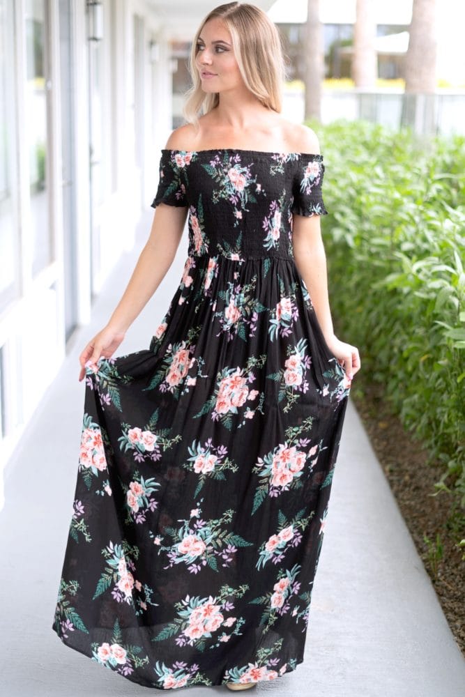 black smock top maxi
