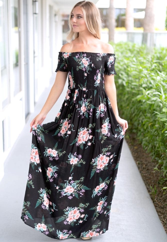 black smock top maxi