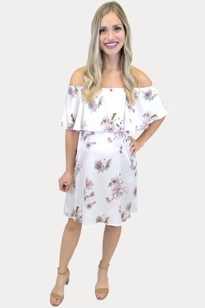satin floral maternity dress