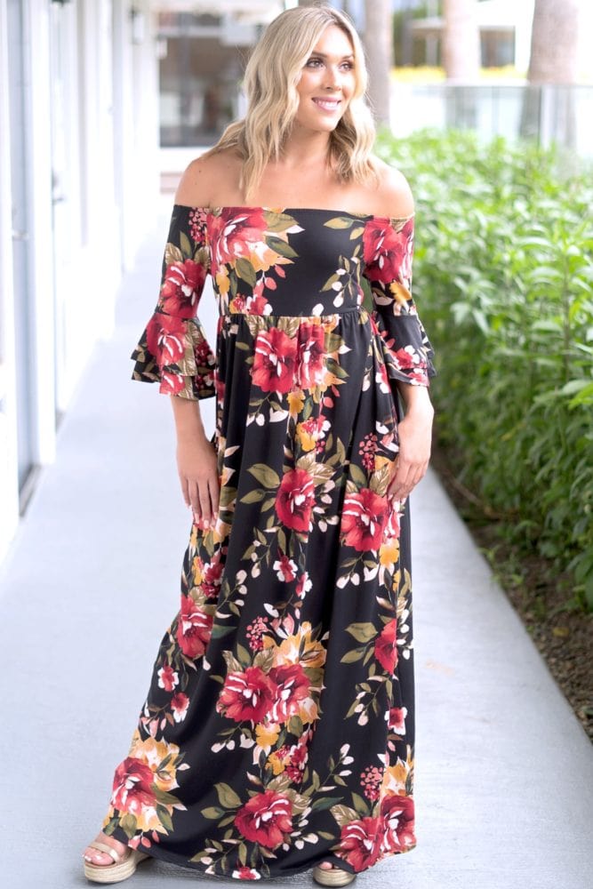 black floral maxi