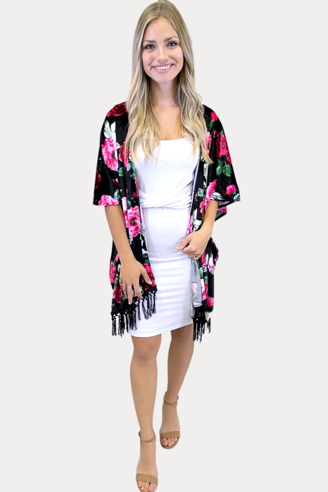 floral velvet kimono