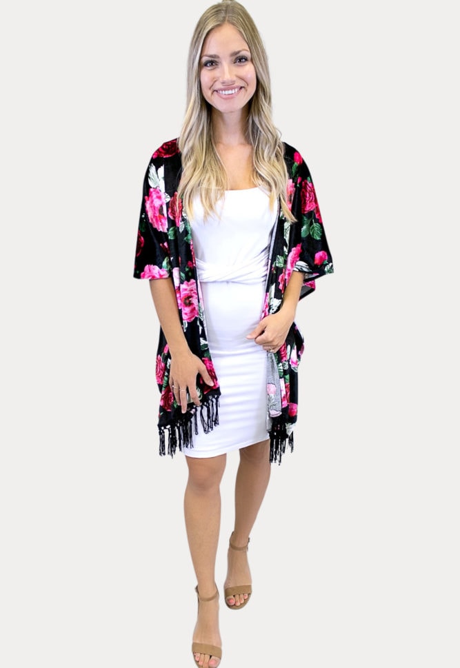 floral velvet kimono