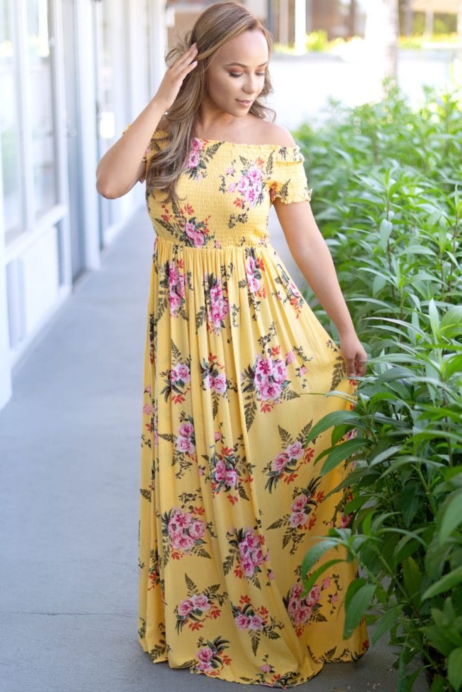 yellow smock top maxi