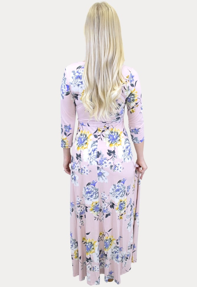 pink maternity wrap dress