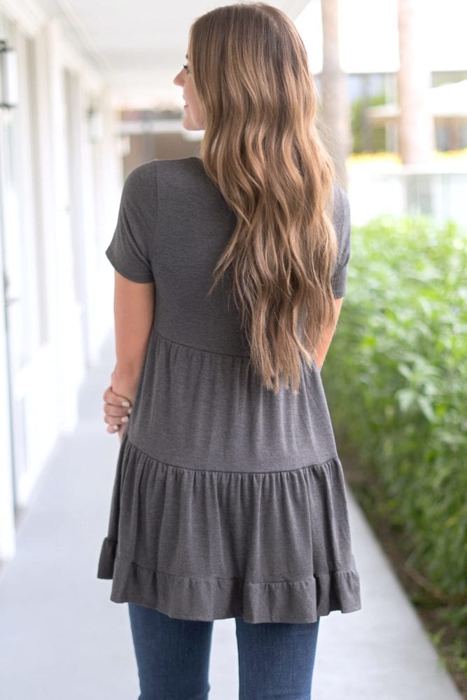 charcoal ruffle top