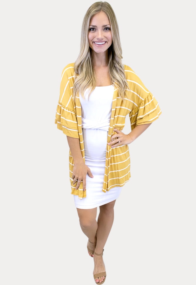 mustard striped kimono