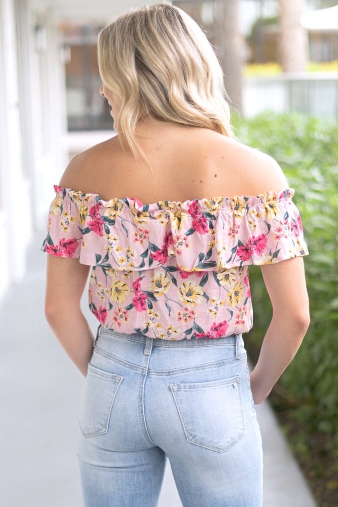pink floral crop top