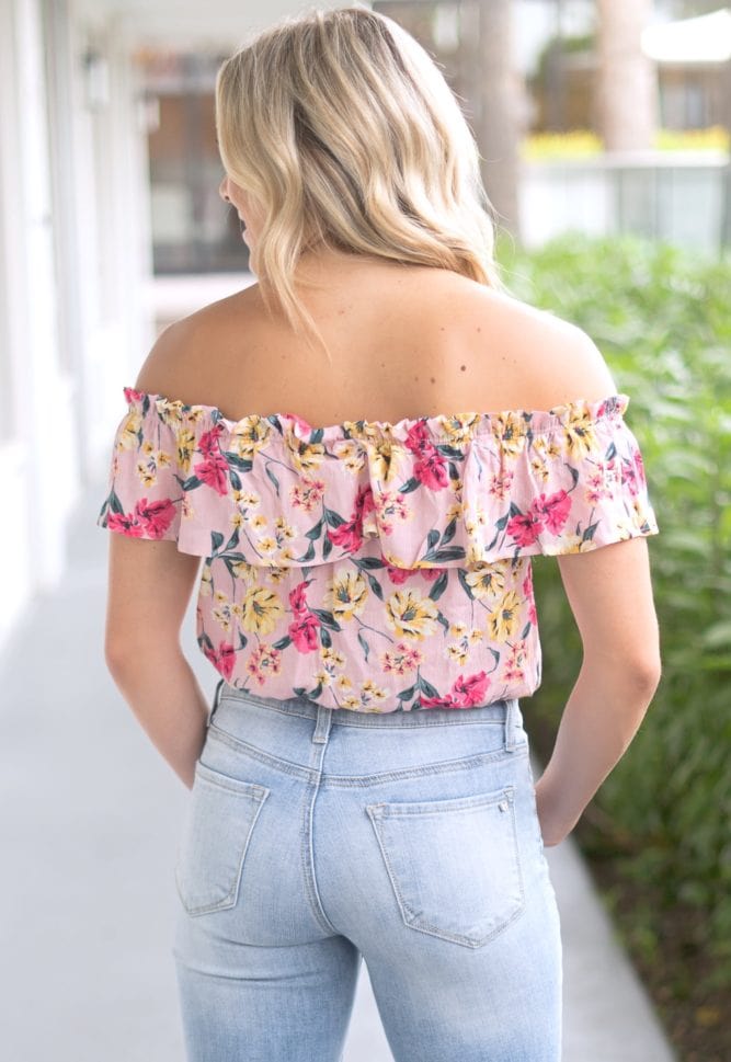 pink floral crop top