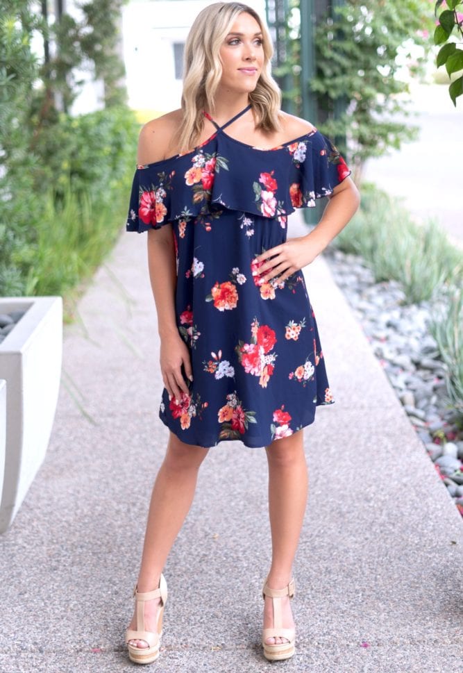 floral blue dress