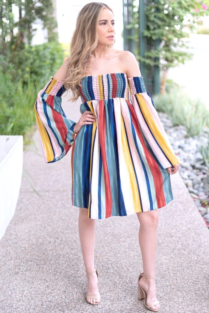 striped mini dress