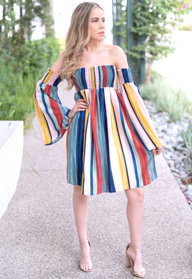 striped mini dress