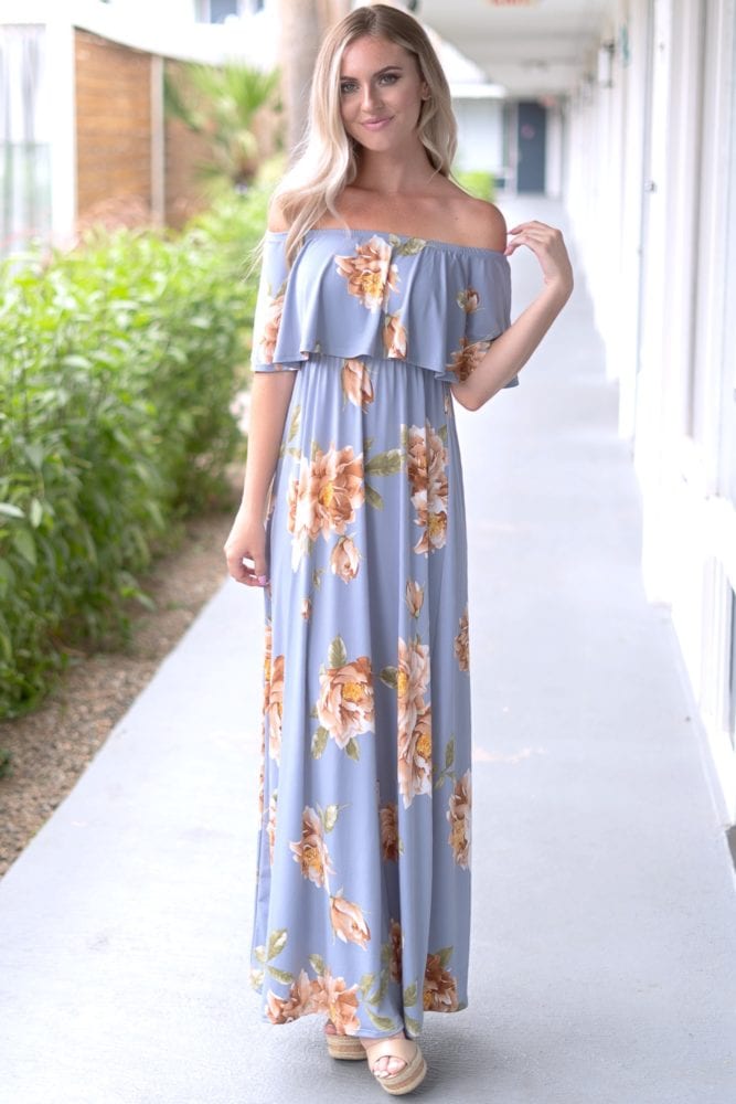 pale blue floral maxi