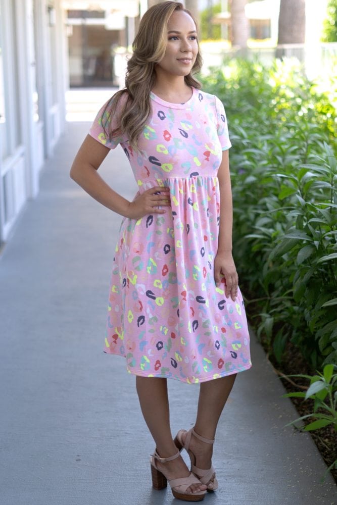 Party Print Dress in Pink