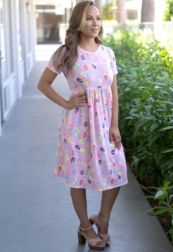 Party Print Dress in Pink