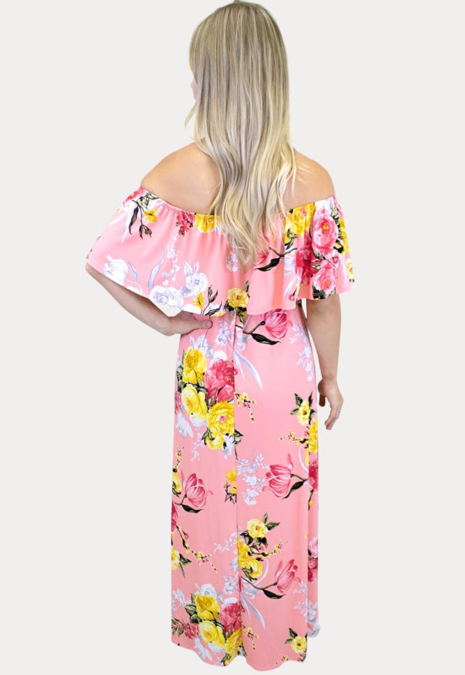 pink floral maternity maxi