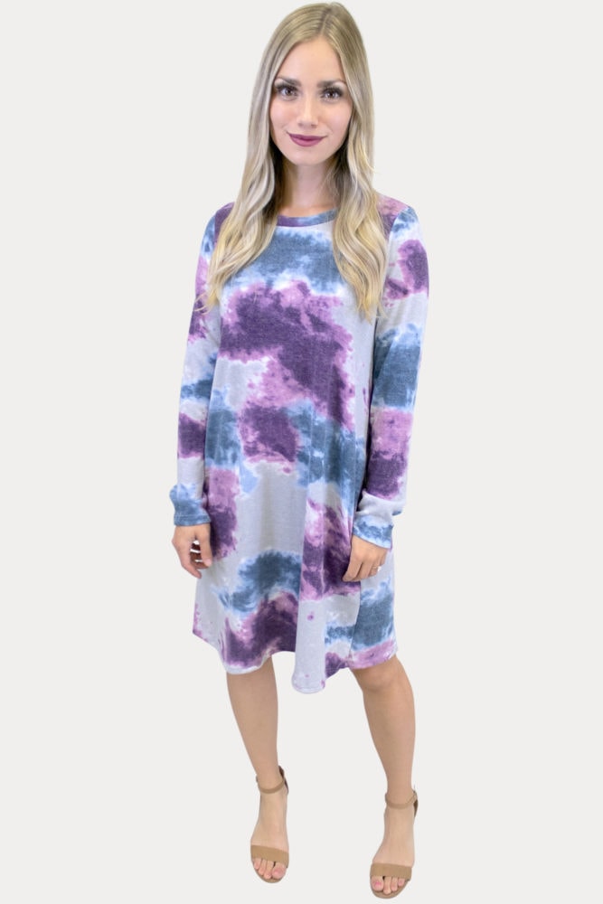 long sleeve tie dye dress