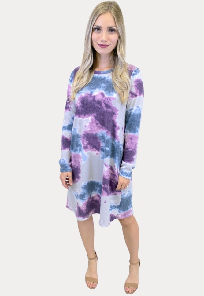 long sleeve tie dye dress