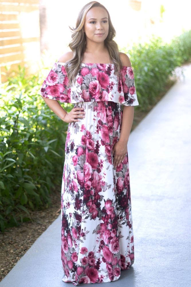 pink floral maxi dress