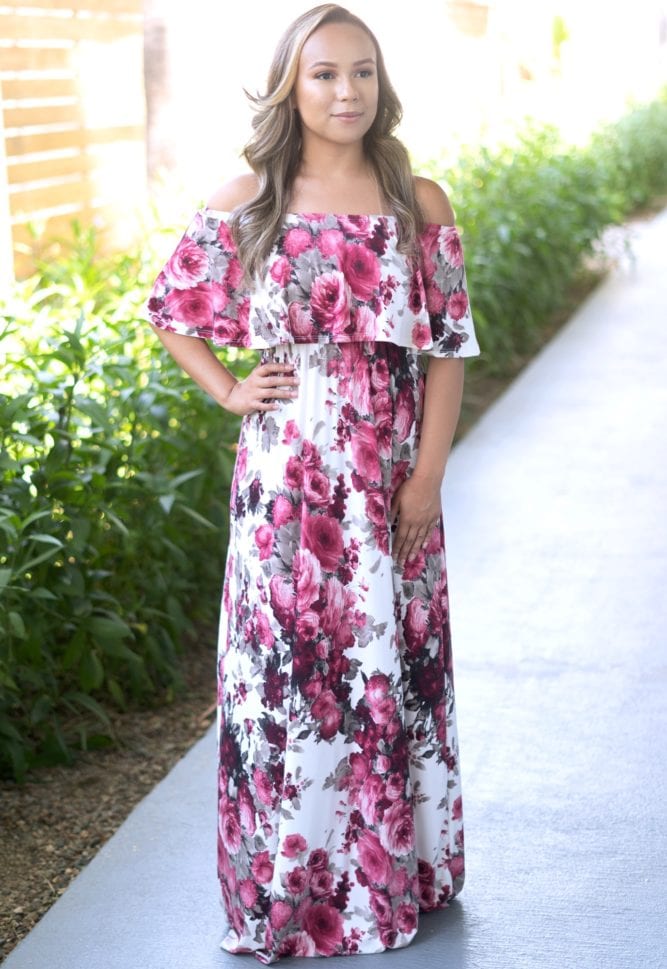 pink floral maxi dress