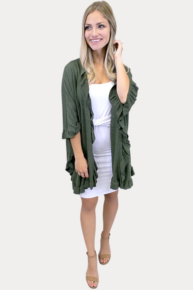 knit ruffle kimono