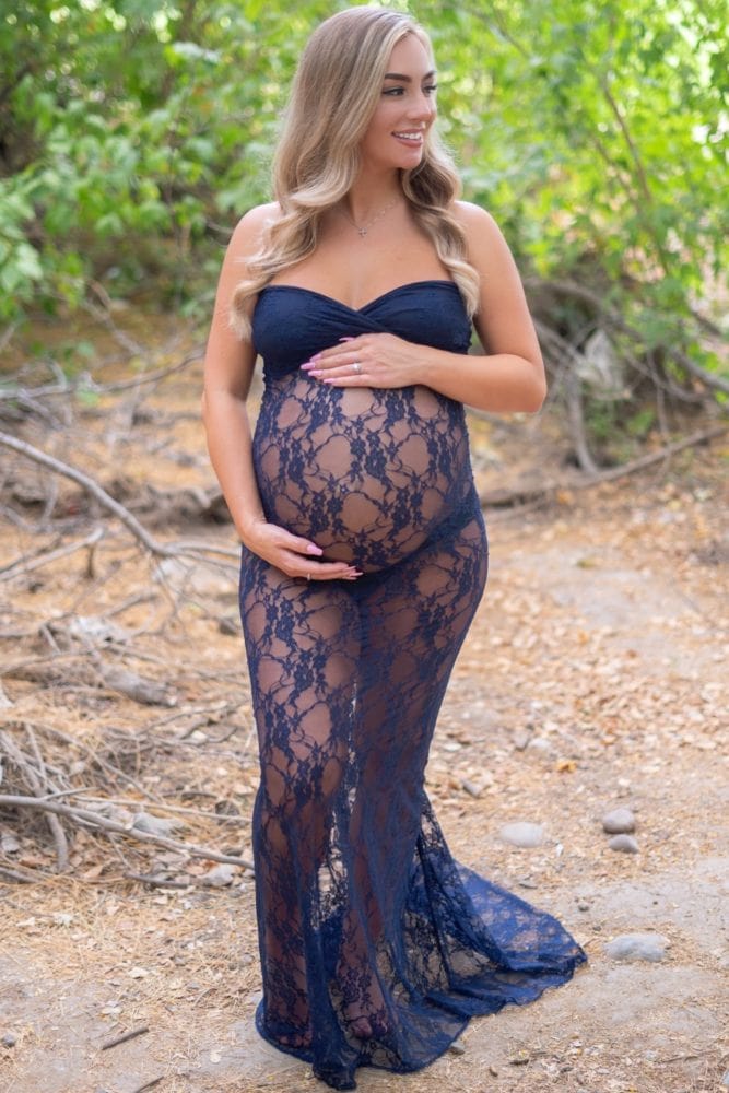 sexy strapless maternity gown