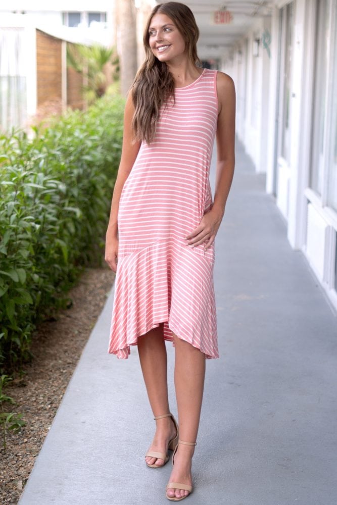 striped sleeveless dress
