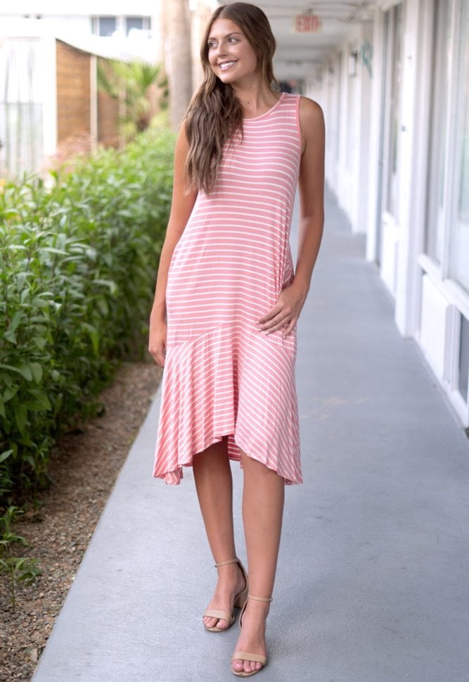 striped sleeveless dress