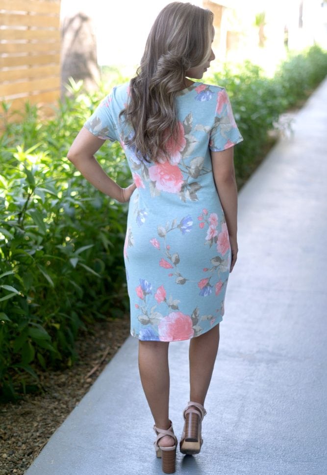 blue tie front dress