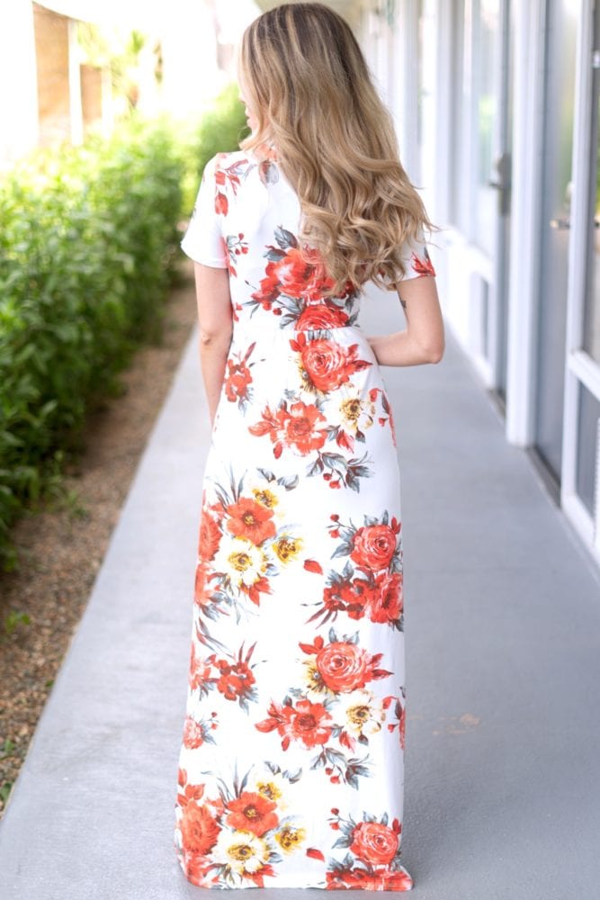 v-neck floral maxi dress