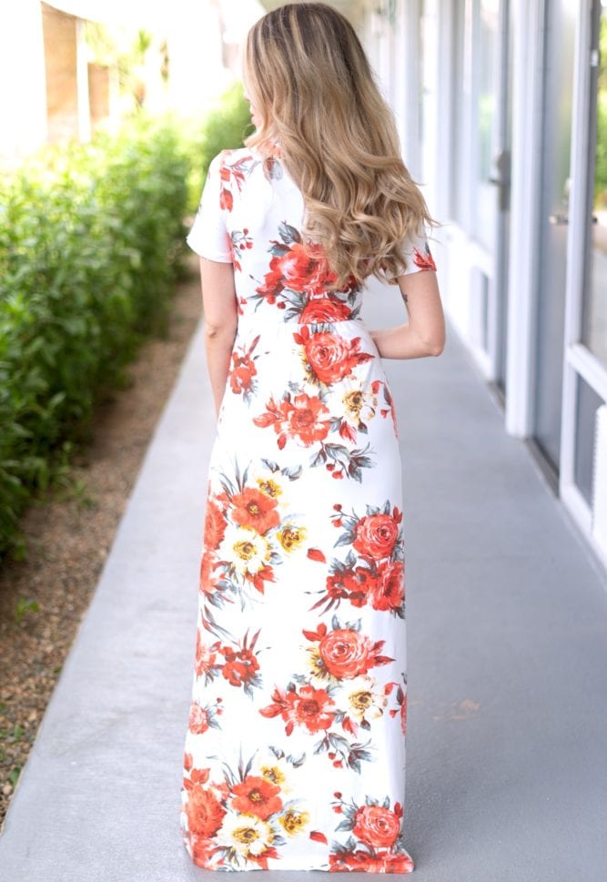 v-neck floral maxi dress