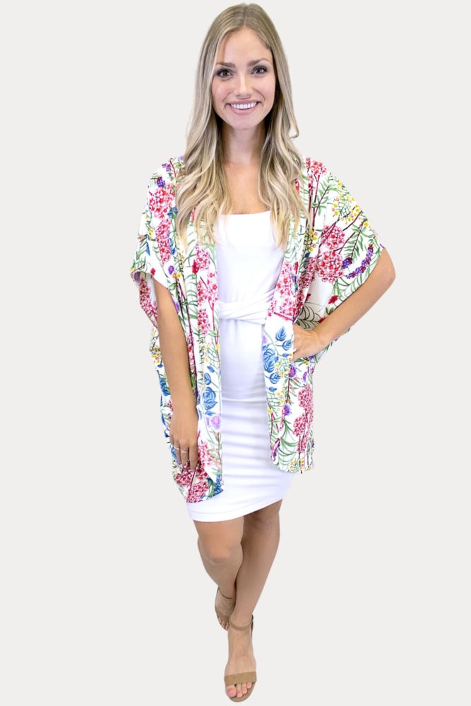 white floral kimono