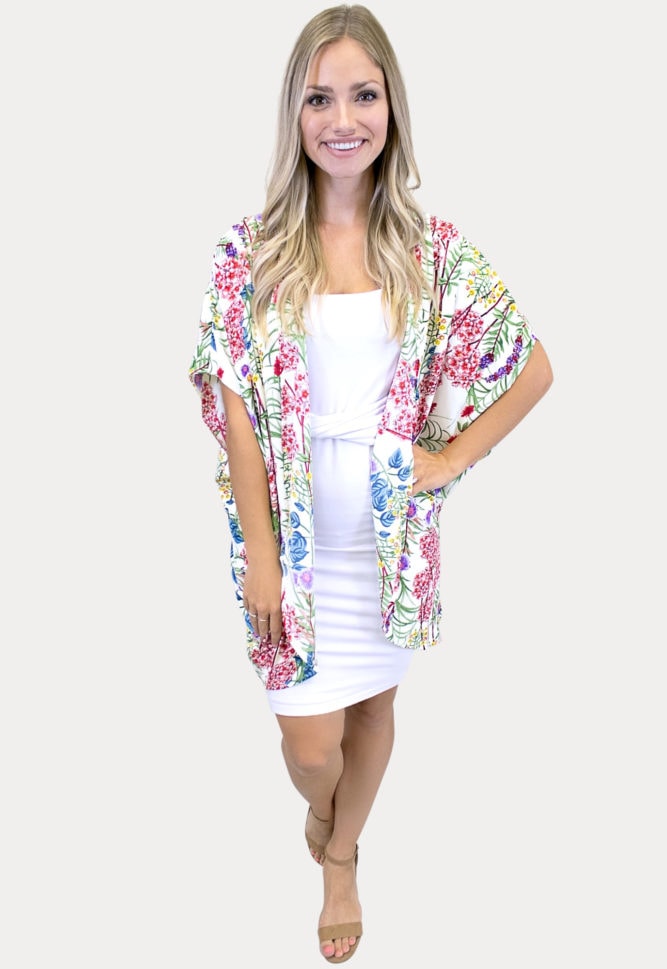 white floral kimono