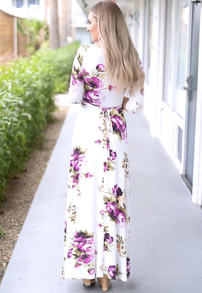 3/4 sleeve wrap dress