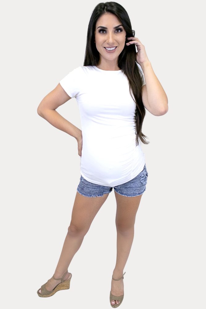 acid wash maternity shorts