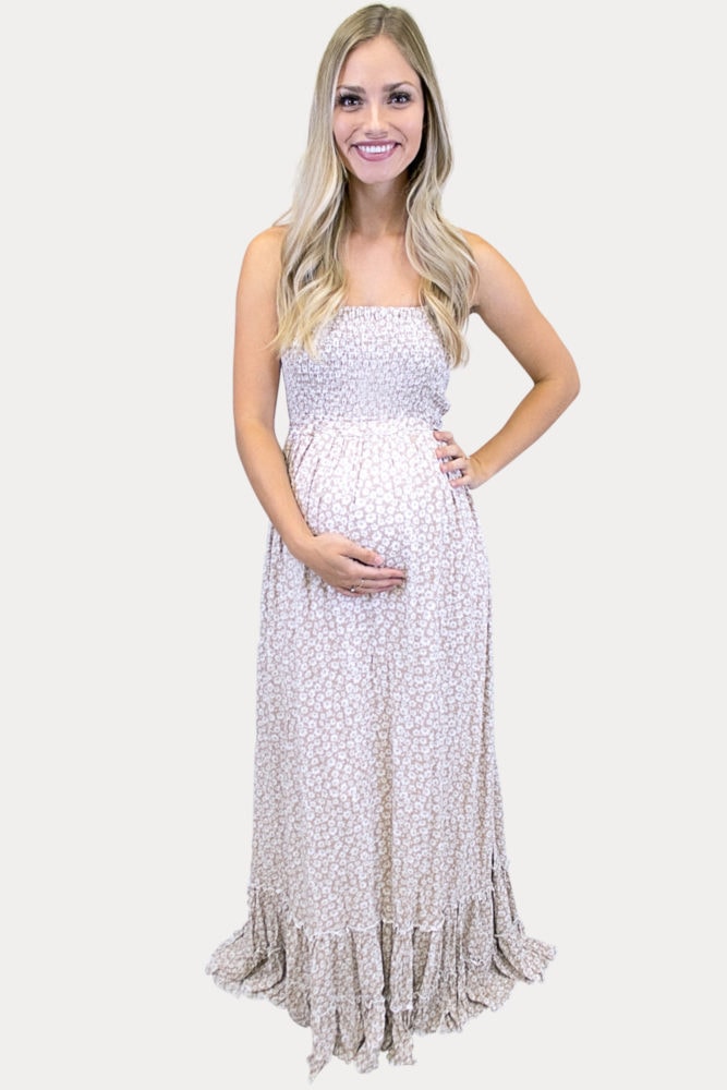 sleeveless floral maternity maxi