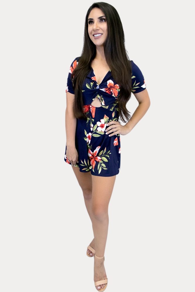 short sleeve floral romper