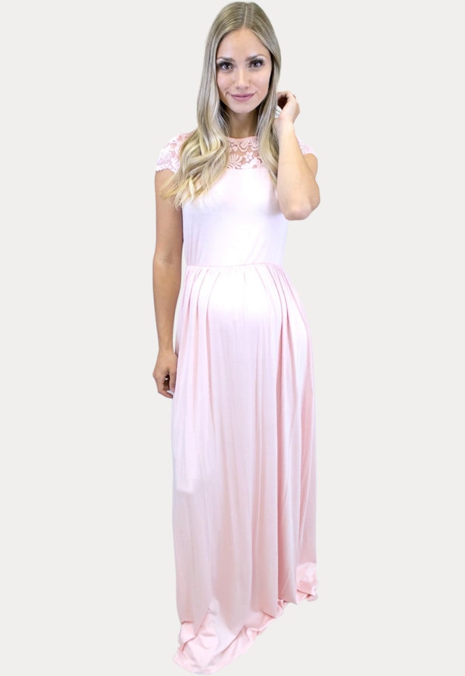 high neck maternity maxi dress
