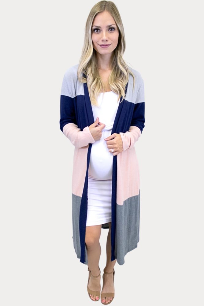 multi-colored maternity cardigan