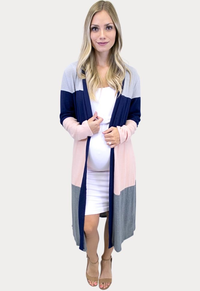 multi-colored maternity cardigan