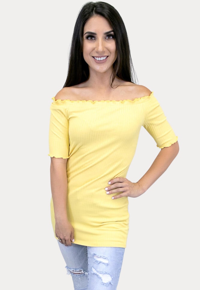 ribbed off the shoulder tunic