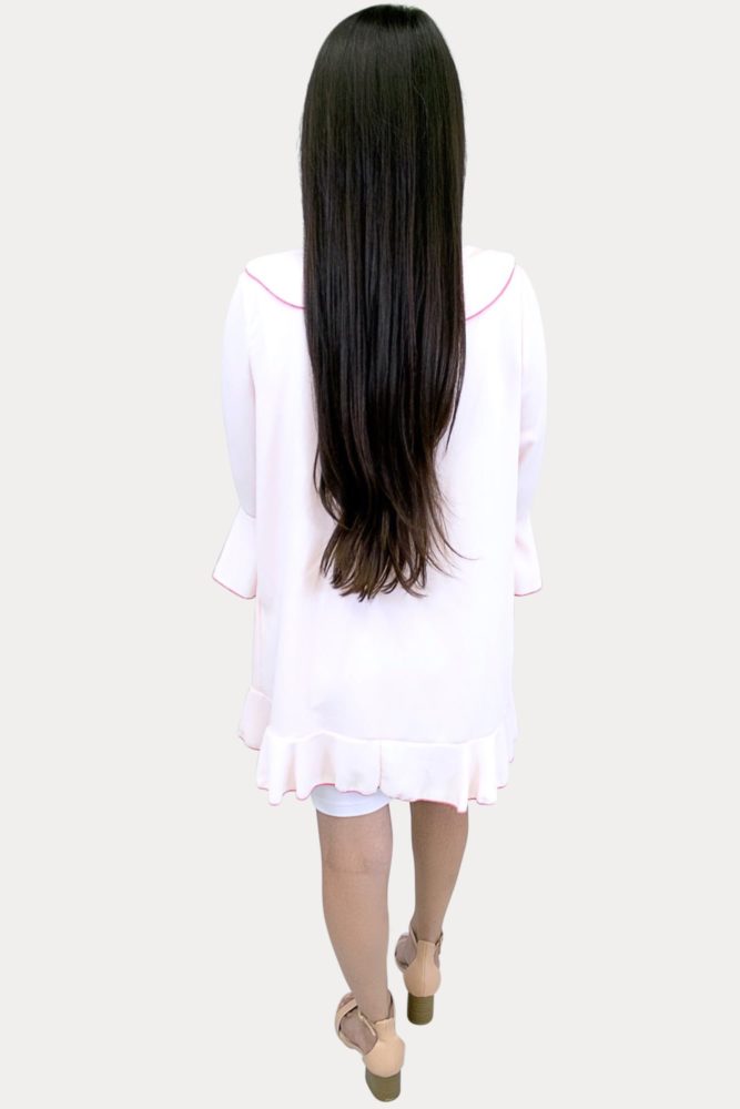 pink ruffle kimono